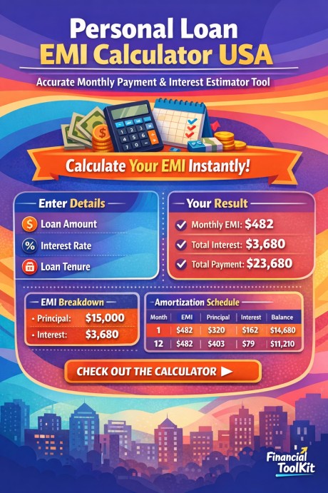 Personal Loan EMI Calculator USA  Accurate Monthly Payment & Interest Estimator Tool